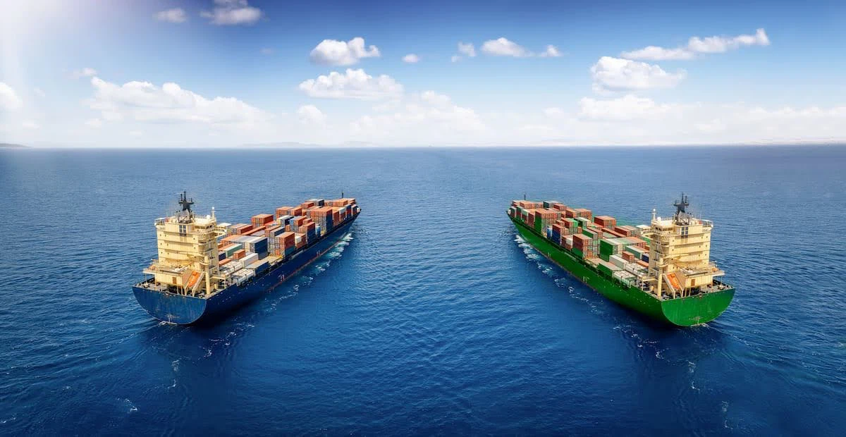 Kapoklog-large-container-ships-one-blue-and-one-green-sail-side-by-side-on-the-open-ocean-representing-global-shipping-alliances-and-international-trade-routes Kapoklog-large-container-ships-one-blue-and-one-green-sail-side-by-side-on-the-open-ocean-representing-global-shipping-alliances-and-international-trade-routes